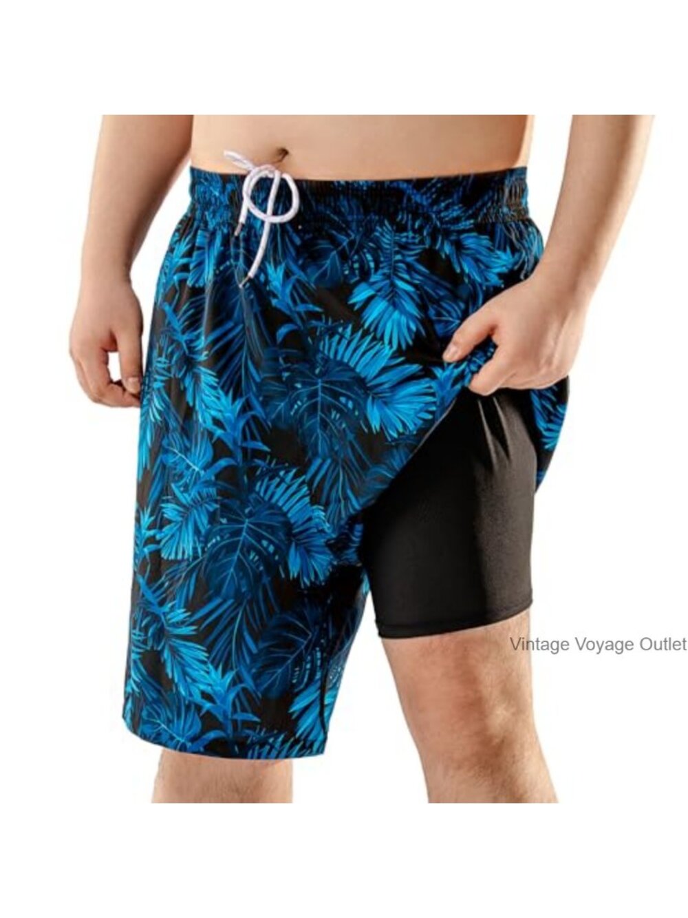 Big and Tall Men's Swim Trunks with Compression Liner Quick Dry Board Shorts